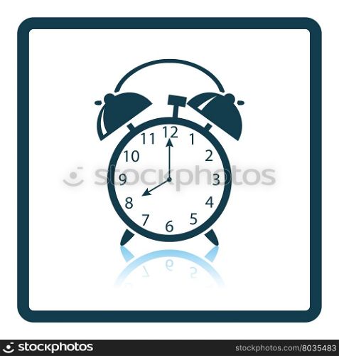 Icon of Alarm clock. Shadow reflection design. Vector illustration.