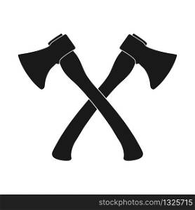 Icon of an axe. Two crossed axes. Simple flat design, stock illustration