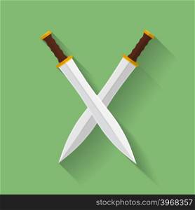 Icon of ancient swords. Flat style