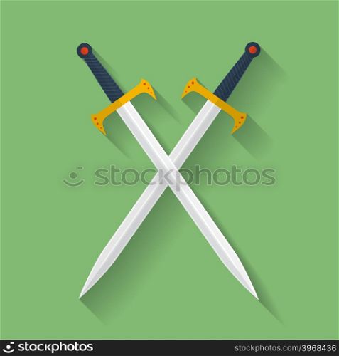 Icon of ancient swords. Flat style