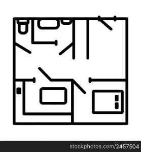 Icon Of Apartment Plan. Bold outline design with editable stroke width. Vector Illustration.