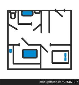 Icon Of Apartment Plan. Editable Bold Outline With Color Fill Design. Vector Illustration.