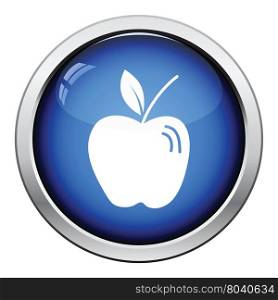 Icon of Apple. Glossy button design. Vector illustration.