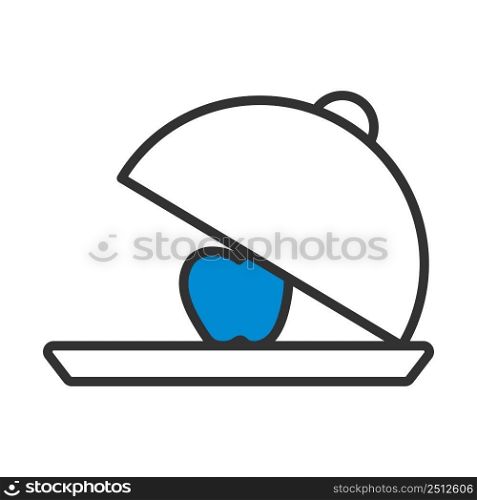 Icon Of Apple Inside Cloche. Editable Bold Outline With Color Fill Design. Vector Illustration.