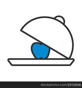 Icon Of Apple Inside Cloche. Editable Bold Outline With Color Fill Design. Vector Illustration.
