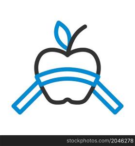 Icon Of Apple With Measure Tape. Bold outline design with editable stroke width. Vector Illustration.
