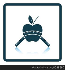 Icon of Apple with measure tape. Shadow reflection design. Vector illustration.