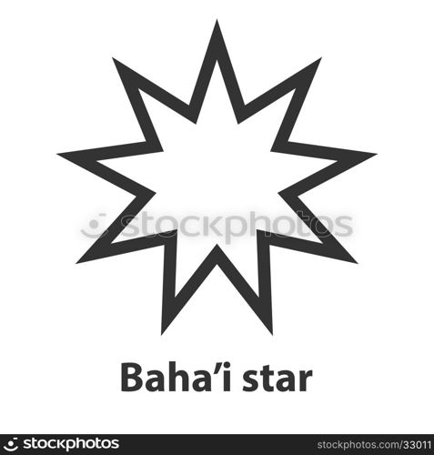 Icon of Bahai Nine pointed star symbol. Bahaism religion sign