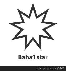 Icon of Bahai Nine pointed star symbol. Bahaism religion sign