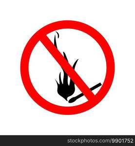 Icon of ban fire and smoke. Sign of forbidden flame of fire. Symbol for stop of burn. Warning for safety. Ignition of matchstick is danger. Icon for caution in forest. Red round sign of ban. Vector.. Icon of ban fire and smoke. Sign of forbidden flame of fire. Symbol for stop of burn. Warning for safety. Ignition of matchstick is danger. Icon for caution in forest. Red round sign of ban. Vector