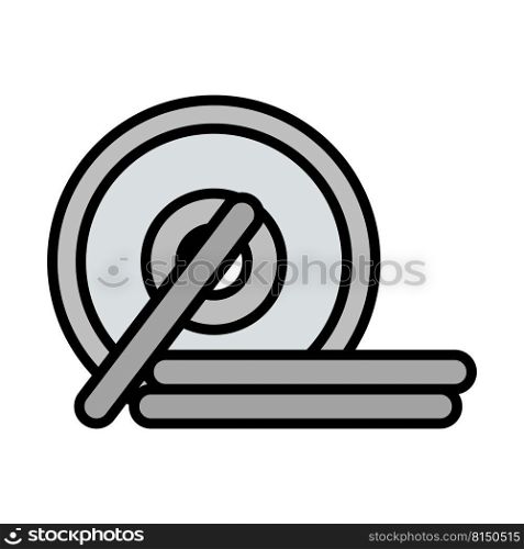 Icon Of Barbell Disks. Editable Bold Outline With Color Fill Design. Vector Illustration.