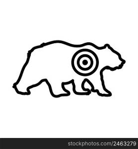 Icon Of Bear Silhouette With Target. Bold outline design with editable stroke width. Vector Illustration.