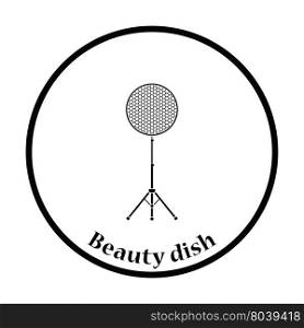 Icon of beauty dish flash. Thin circle design. Vector illustration.