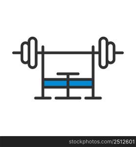 Icon Of Bench With Barbell. Editable Bold Outline With Color Fill Design. Vector Illustration.