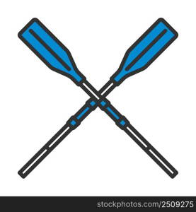 Icon Of Boat Oars. Editable Bold Outline With Color Fill Design. Vector Illustration.