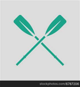 Icon of boat oars. Gray background with green. Vector illustration.