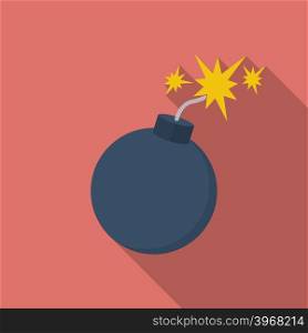 Icon of Bomb with sparkles. Flat style
