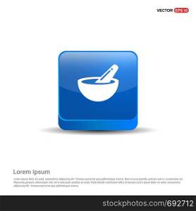 Icon of bowl and chopsticks - 3d Blue Button.