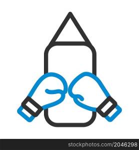 Icon Of Boxing Pear And Gloves. Bold outline design with editable stroke width. Vector Illustration.
