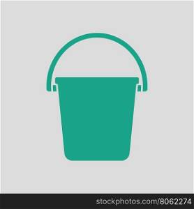 Icon of bucket. Gray background with green. Vector illustration.