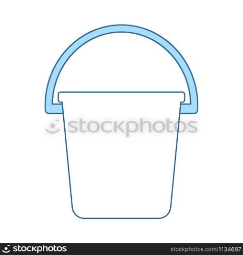 Icon Of Bucket. Thin Line With Blue Fill Design. Vector Illustration.