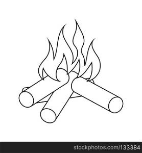 Icon of c&ing fire . Thin line design. Vector illustration.