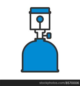 Icon Of C&ing Gas Burner L&. Editable Bold Outline With Color Fill Design. Vector Illustration.