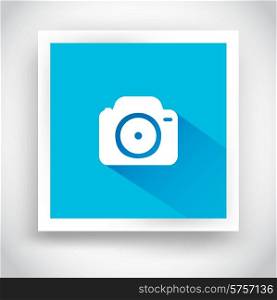 Icon of camera for web and mobile applications. Flat design with long shadow