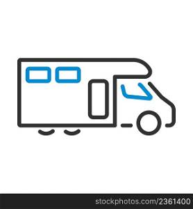 Icon Of Camping Family Caravan Car. Editable Bold Outline With Color Fill Design. Vector Illustration.