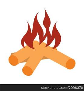 Icon Of Camping Fire. Flat Color Design. Vector Illustration.