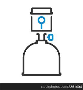 Icon Of Camping Gas Burner Lamp. Editable Bold Outline With Color Fill Design. Vector Illustration.