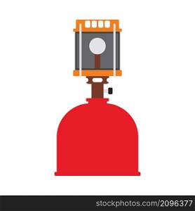 Icon Of Camping Gas Burner Lamp. Flat Color Design. Vector Illustration.