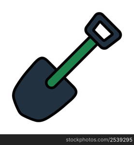 Icon Of Camping Shovel. Editable Bold Outline With Color Fill Design. Vector Illustration.