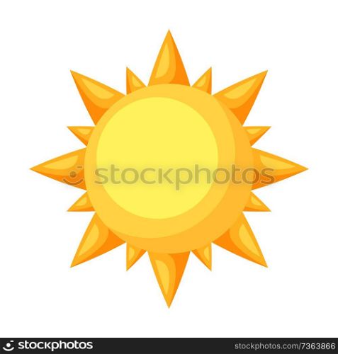 Icon of cartoon sun. Illustration solated on white background.. Icon of cartoon sun.