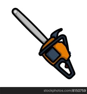 Icon Of Chain Saw. Editable Bold Outline With Color Fill Design. Vector Illustration.