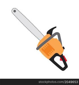 Icon Of Chain Saw. Flat Color Design. Vector Illustration.