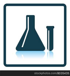 Icon of Chemical bulbs. Shadow reflection design. Vector illustration.
