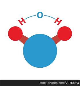 Icon Of Chemical Molecule Water. Flat Color Design. Vector Illustration.