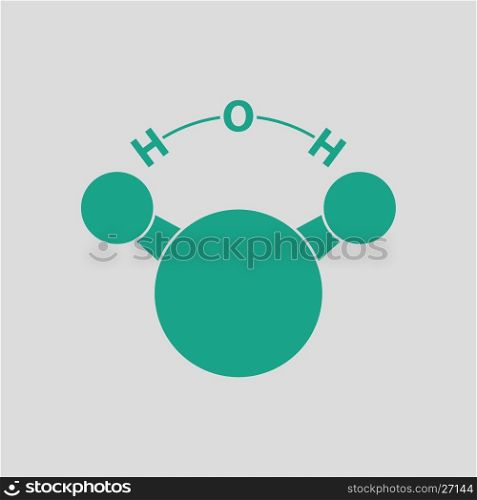 Icon of chemical molecule water. Gray background with green. Vector illustration.