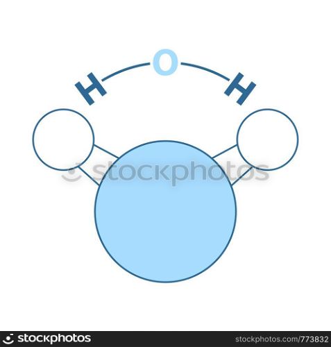 Icon Of Chemical Molecule Water. Thin Line With Blue Fill Design. Vector Illustration.