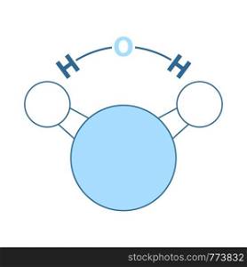 Icon Of Chemical Molecule Water. Thin Line With Blue Fill Design. Vector Illustration.