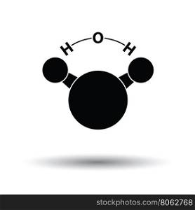 Icon of chemical molecule water. White background with shadow design. Vector illustration.