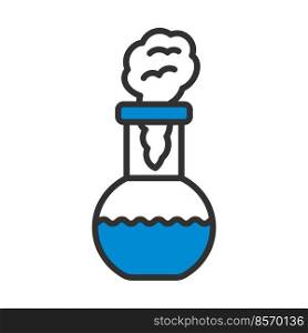 Icon Of Chemistry Bulb With Reaction Inside. Editable Bold Outline With Color Fill Design. Vector Illustration.
