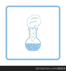 Icon of chemistry bulb with reaction inside. White background with shadow design. Vector illustration.