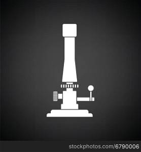 Icon of chemistry burner. Black background with white. Vector illustration.