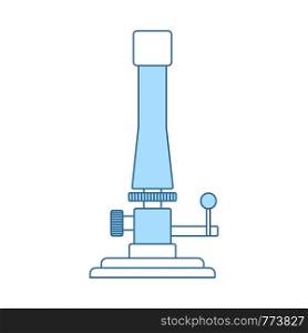 Icon Of Chemistry Burner. Thin Line With Blue Fill Design. Vector Illustration.
