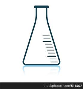 Icon of chemistry cone flask. Shadow reflection design. Vector illustration.