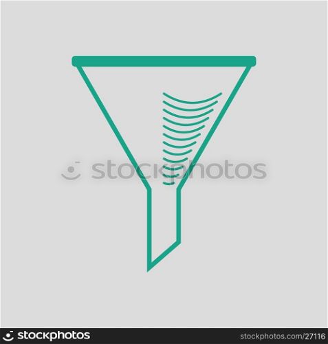 Icon of chemistry filler cone. Gray background with green. Vector illustration.