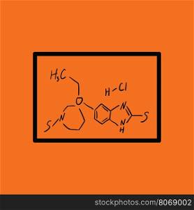 Icon of chemistry formula on classroom blackboard. Orange background with black. Vector illustration.