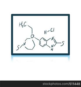 Icon of chemistry formula on classroom blackboard. Shadow reflection design. Vector illustration.